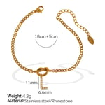 Goldfarbe / 1 Stück Simple Series Simple Buchstabe L Edelstahl 18 Karat vergoldet mit Strasssteinen für Damen Charm-Armbänder Bild12